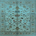 Square Machine Washable Oriental Light Blue Industrial Rug, wshurb3061lblu