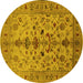 Round Oriental Yellow Industrial Rug, urb3061yw