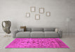 Machine Washable Oriental Pink Industrial Rug in a Living Room, wshurb3061pnk