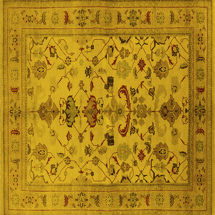 Square Machine Washable Oriental Yellow Industrial Rug, wshurb3061yw