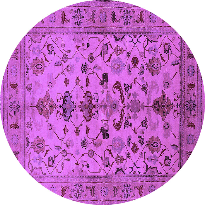Round Machine Washable Oriental Purple Industrial Area Rugs, wshurb3061pur