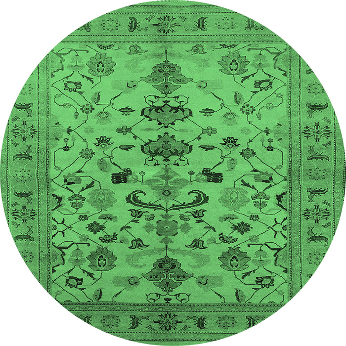 Round Oriental Emerald Green Industrial Rug, urb3061emgrn