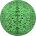 Round Oriental Emerald Green Industrial Rug, urb3061emgrn