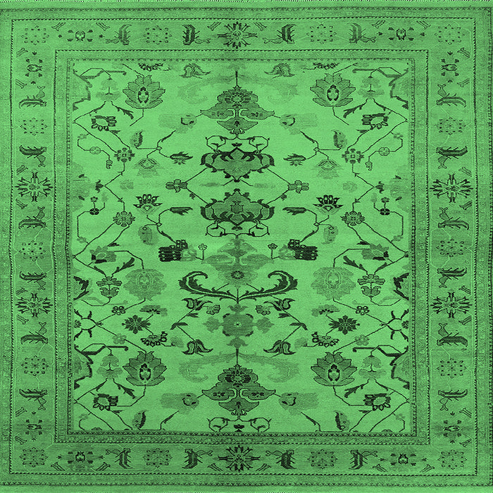 Square Oriental Emerald Green Industrial Rug, urb3061emgrn