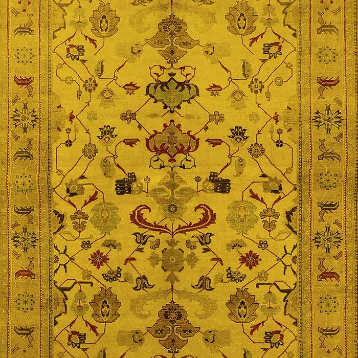 Machine Washable Oriental Yellow Industrial Rug, wshurb3061yw