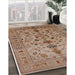 Mid-Century Modern Light Copper Gold Oriental Rug in Family Room, urb3061