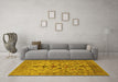 Machine Washable Oriental Yellow Industrial Rug in a Living Room, wshurb3061yw