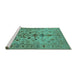 Sideview of Machine Washable Oriental Turquoise Industrial Area Rugs, wshurb3061turq