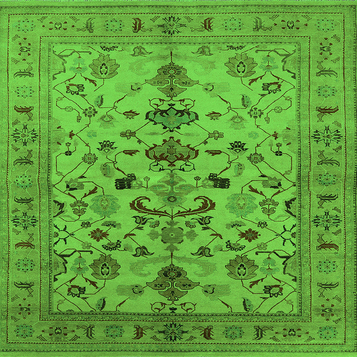 Square Machine Washable Oriental Green Industrial Area Rugs, wshurb3061grn