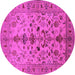 Round Machine Washable Oriental Pink Industrial Rug, wshurb3061pnk