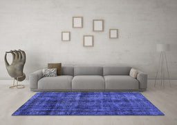 Machine Washable Oriental Blue Industrial Rug in a Living Room, wshurb3062blu