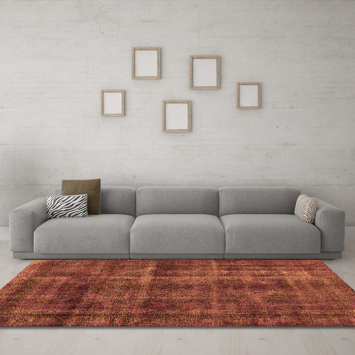Machine Washable Oriental Orange Industrial Area Rugs in a Living Room, wshurb3062org