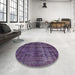 Round Machine Washable Industrial Modern Purple Rug in a Office, wshurb3062