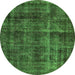 Round Oriental Green Industrial Rug, urb3062grn