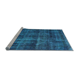 Sideview of Machine Washable Oriental Light Blue Industrial Rug, wshurb3062lblu