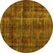 Round Oriental Yellow Industrial Rug, urb3062yw