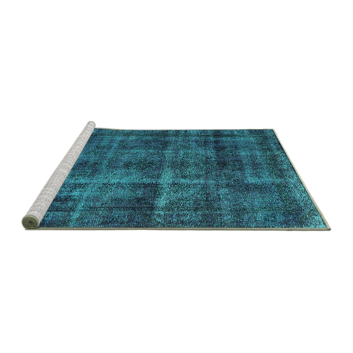 Sideview of Machine Washable Oriental Turquoise Industrial Area Rugs, wshurb3062turq