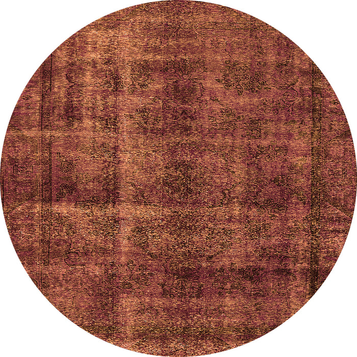 Round Oriental Orange Industrial Rug, urb3062org