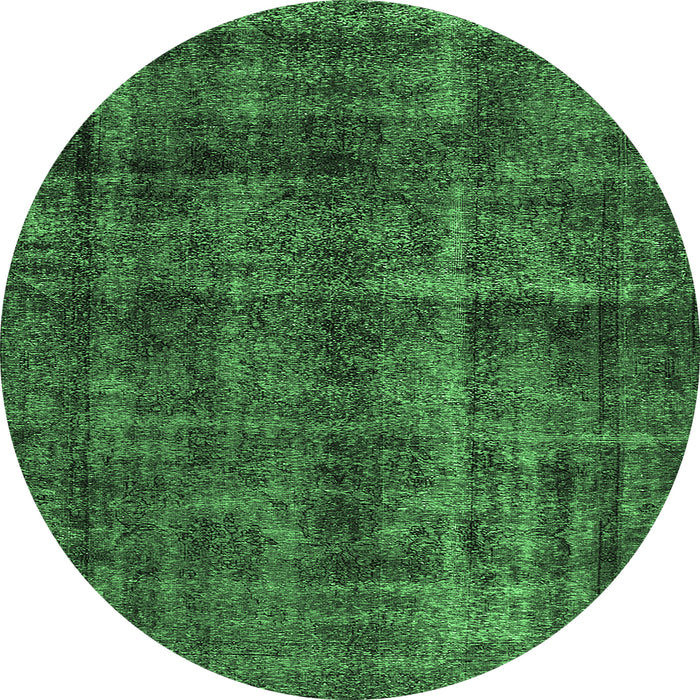 Round Oriental Emerald Green Industrial Rug, urb3062emgrn