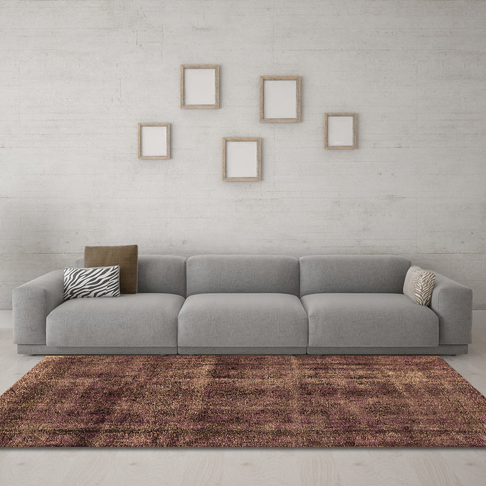 Machine Washable Oriental Brown Industrial Rug in a Living Room,, wshurb3062brn