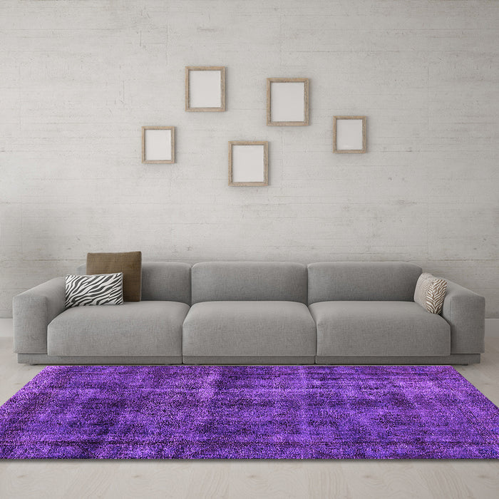 Machine Washable Oriental Purple Industrial Area Rugs in a Living Room, wshurb3062pur