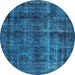 Round Oriental Light Blue Industrial Rug, urb3062lblu