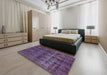 Mid-Century Modern Purple Oriental Rug in a Bedroom, urb3062