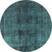 Round Oriental Turquoise Industrial Rug, urb3063turq