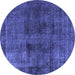 Round Oriental Blue Industrial Rug, urb3063blu