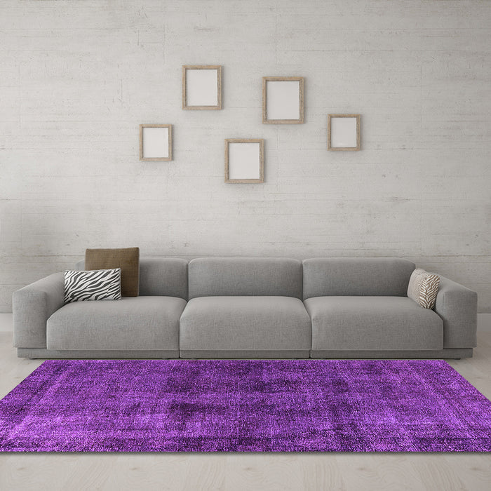 Machine Washable Oriental Purple Industrial Area Rugs in a Living Room, wshurb3063pur