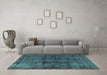 Machine Washable Oriental Turquoise Industrial Area Rugs in a Living Room,, wshurb3063turq