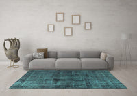 Machine Washable Oriental Turquoise Industrial Rug, wshurb3063turq