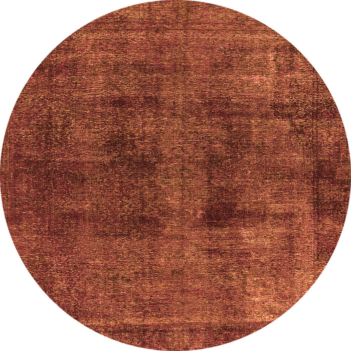 Round Machine Washable Oriental Orange Industrial Area Rugs, wshurb3063org
