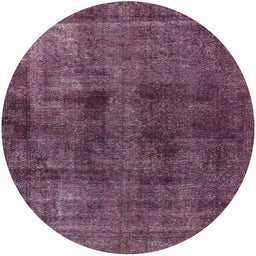 Round Mid-Century Modern Dark Raspberry Purple Oriental Rug, urb3063