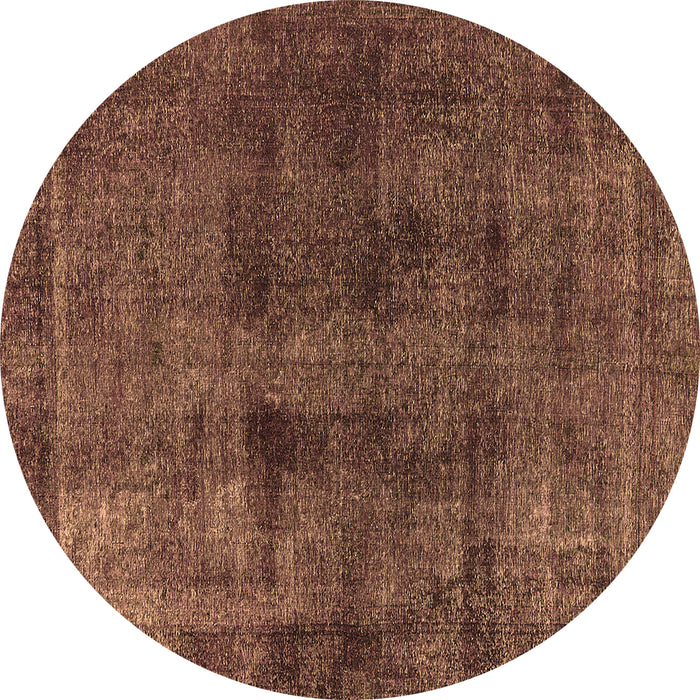 Round Machine Washable Oriental Brown Industrial Rug, wshurb3063brn