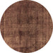 Round Machine Washable Oriental Brown Industrial Rug, wshurb3063brn