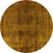 Round Machine Washable Oriental Yellow Industrial Rug, wshurb3063yw