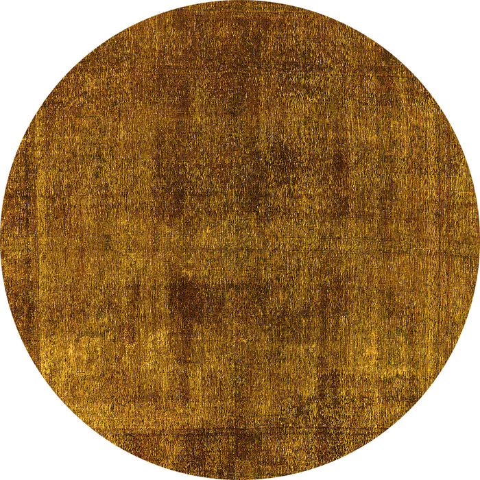 Round Oriental Yellow Industrial Rug, urb3063yw