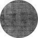 Round Machine Washable Oriental Gray Industrial Rug, wshurb3063gry