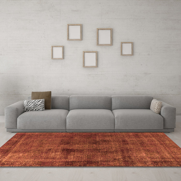 Machine Washable Oriental Orange Industrial Area Rugs in a Living Room, wshurb3063org