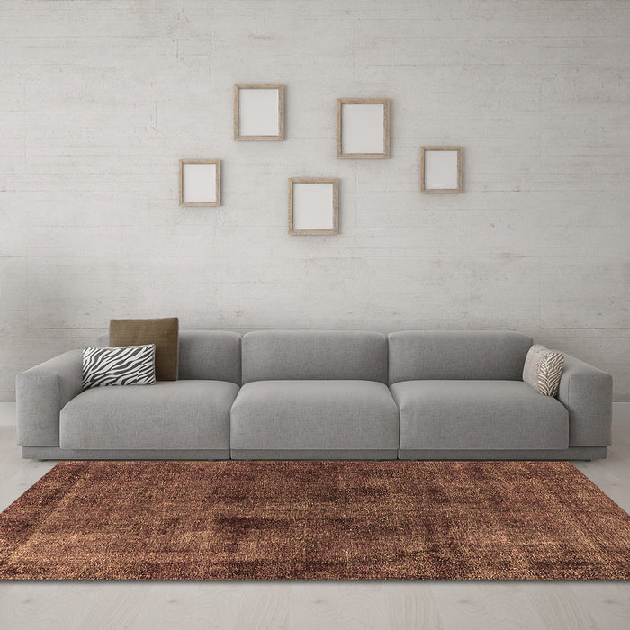 Machine Washable Oriental Brown Industrial Rug in a Living Room,, wshurb3063brn