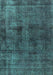 Machine Washable Oriental Turquoise Industrial Area Rugs, wshurb3063turq