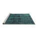 Sideview of Machine Washable Oriental Turquoise Industrial Area Rugs, wshurb3063turq