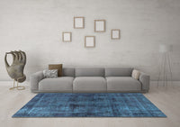 Machine Washable Oriental Light Blue Industrial Rug, wshurb3063lblu