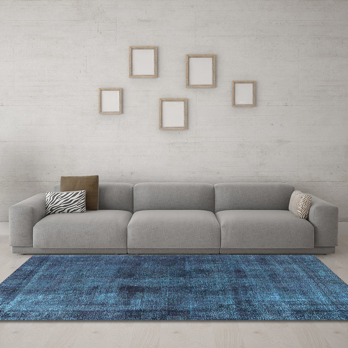 Machine Washable Oriental Light Blue Industrial Rug in a Living Room, wshurb3063lblu