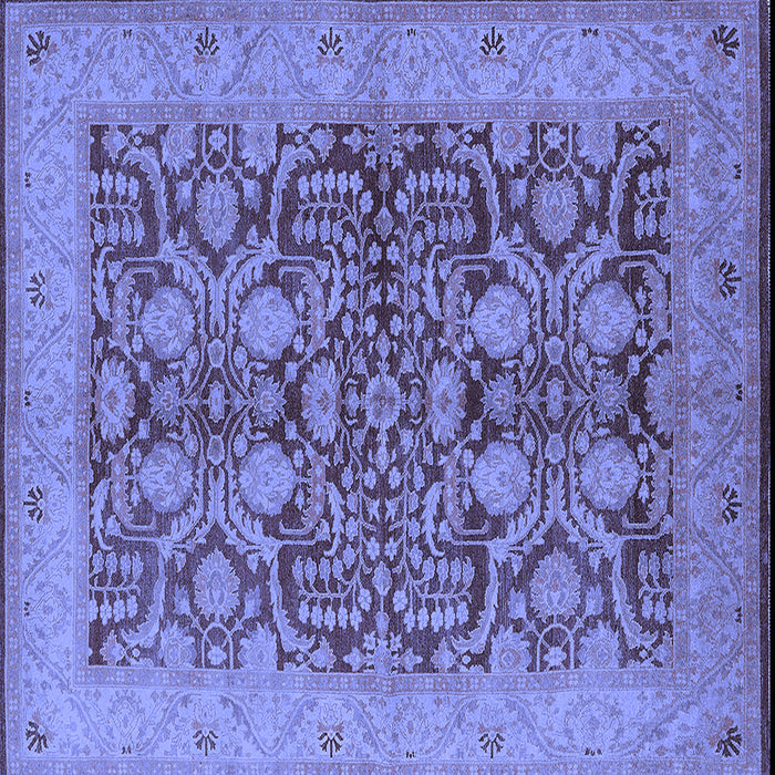 Square Machine Washable Oriental Blue Industrial Rug, wshurb3064blu
