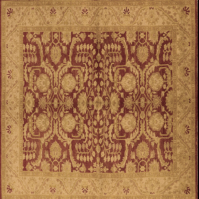 Square Machine Washable Oriental Brown Industrial Rug, wshurb3064brn