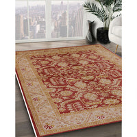 Mid-Century Modern Brown Sand Brown Oriental Rug, urb3064