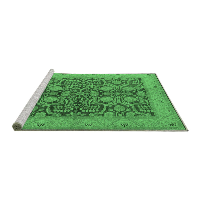 Sideview of Machine Washable Oriental Emerald Green Industrial Area Rugs, wshurb3064emgrn