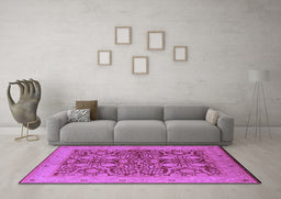 Machine Washable Oriental Purple Industrial Area Rugs in a Living Room, wshurb3064pur